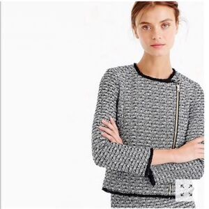 J. Crew Black & While Tweed Moto Jacket- Size 4